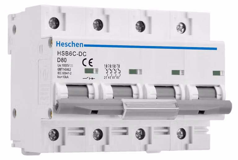 Interruttore automatico CC 4P 80A, tipo D, per applicazioni solari, tensione massima 1000V CC
