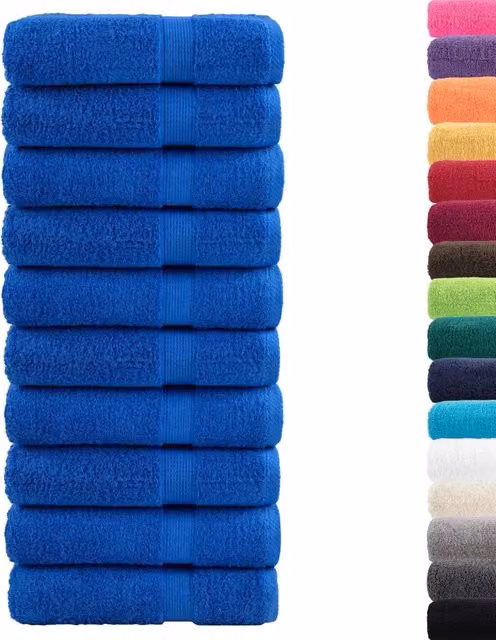 Set di 10 asciugamani da bagno vidaXL in cotone spugna blu, morbidi e con asola per appendere, 100 x 150 cm, 600 g/m² – 1