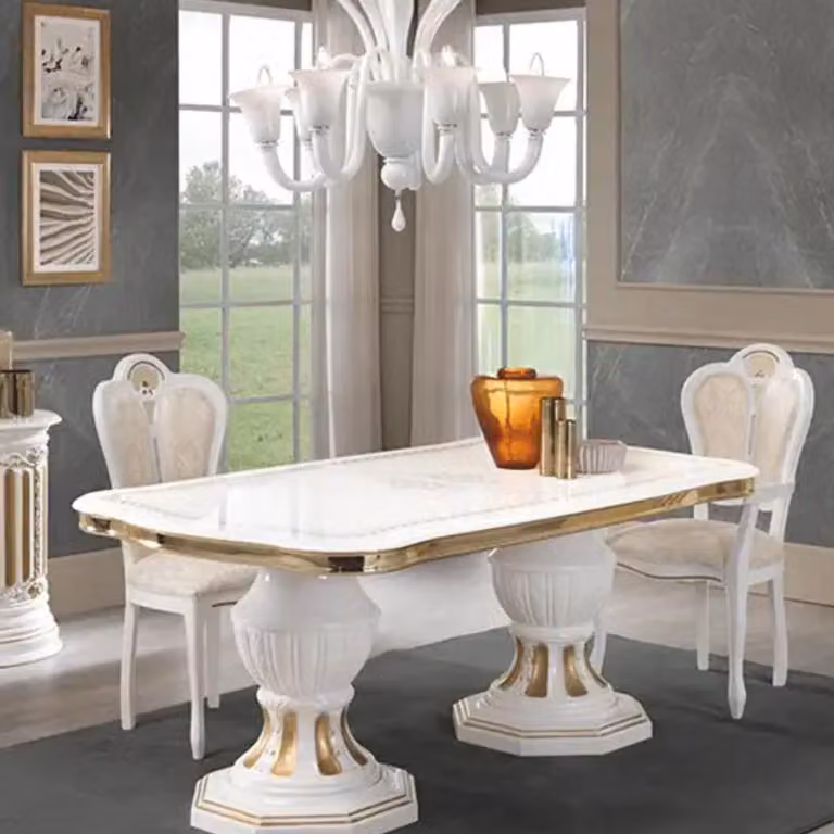 Casa Padrino - Tavolo da pranzo barocco bianco/oro 185-230 cm - Italy