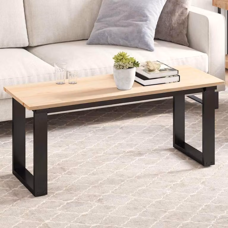 Piano per tavolo rettangolare vidaXL in legno massello di pino marrone, L 110 cm x P 40 cm x H 1,7 cm