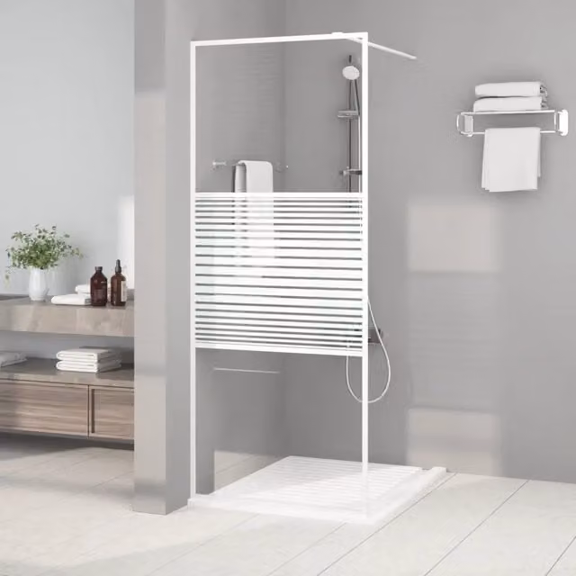 Parete Doccia Walk In vidaXL Bianca con Vetro Trasparente L: 80 cm, H: 195 cm