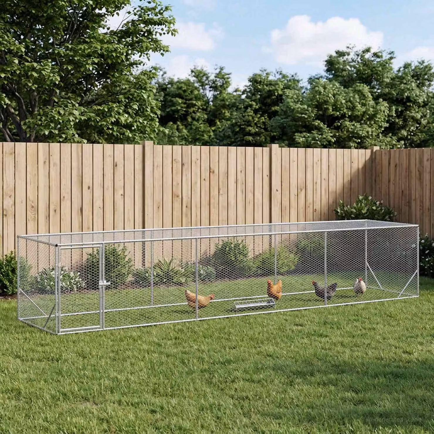 Pollaio vidaXL in acciaio zincato argento L 500 x P 100 x H 100 cm