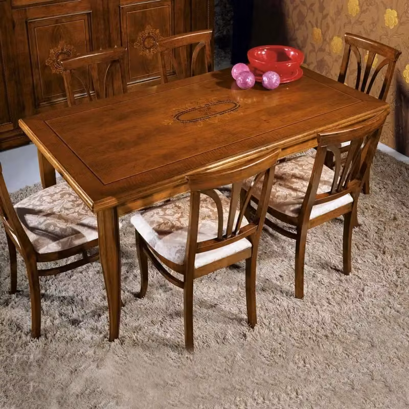Tavolo rettangolare allungabile classico con intarsio Bassano in legno marrone Mobili 2G L: 170 cm, P: 90 cm, H: 78 cm – 3