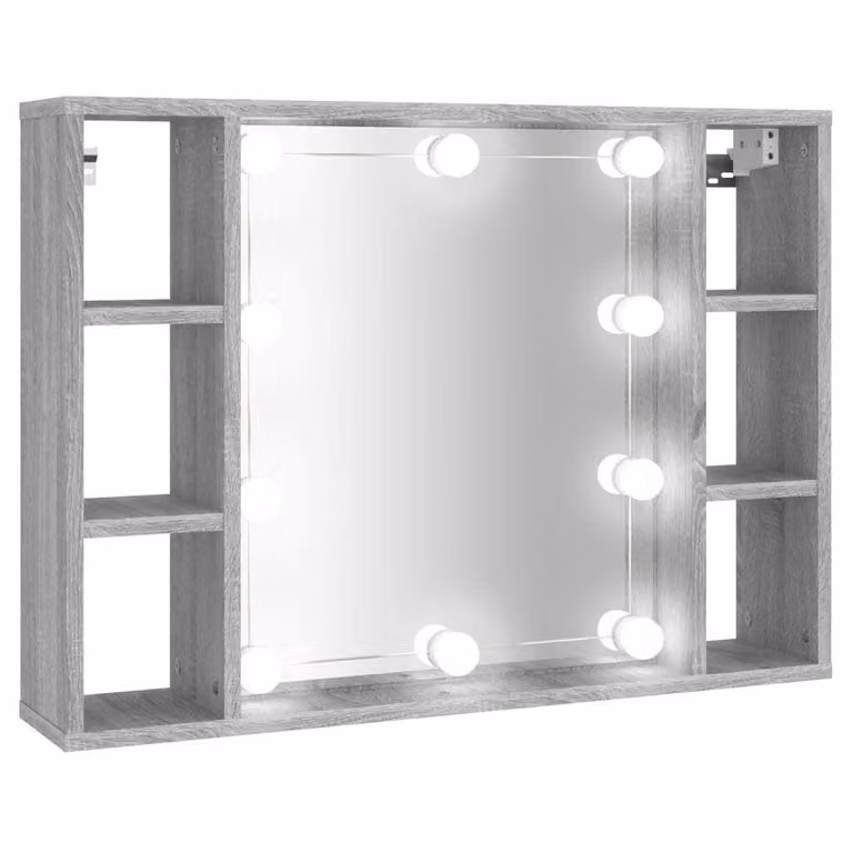 Mobile a Specchio con LED Grigio Sonoma 76x15x55 cm