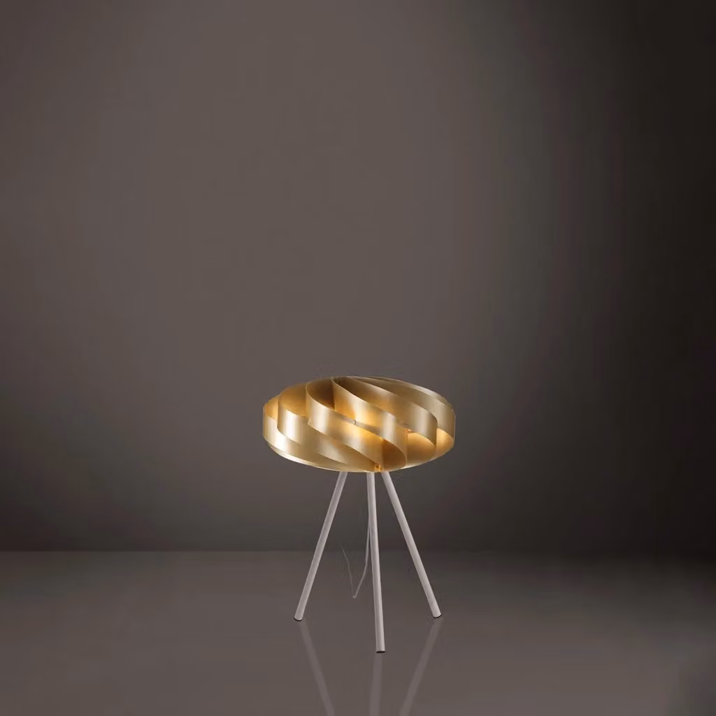 Lampada da scrivania moderna Flat Polilux Linea Zero in metallo e plastica, colore oro/ottone, con attacco E27