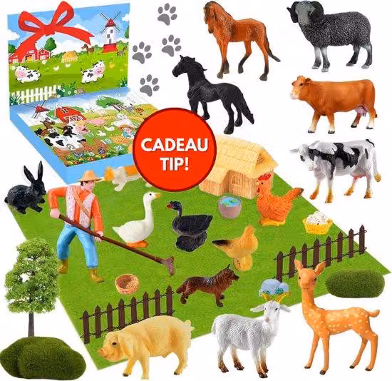 Ultiluxe Calendario dell'Avvento animali da fattoria 2025 - Conto alla rovescia - Set regalo per bambini - Giocattoli di Natale - 24 regali - Taglia -