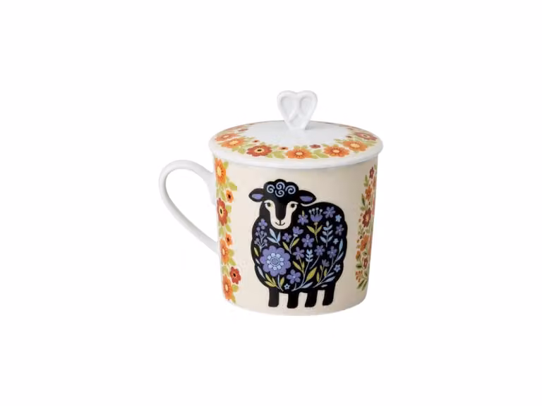 Home Flower Farm Fauna Tazza - con Manico e coperchio