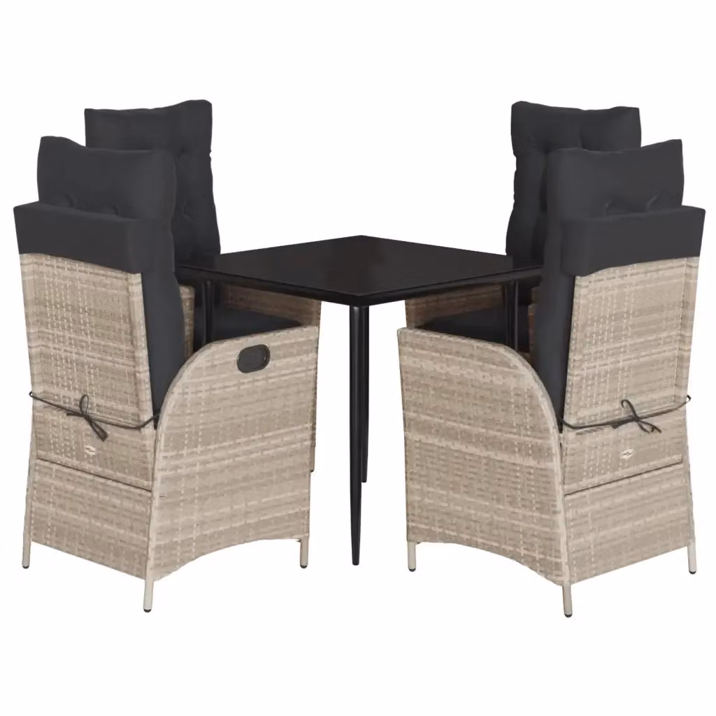 Set Pranzo da Giardino vidaXL in Polyrattan con Tavolo in Vetro e 5 Sedute, Colore Antracite – 2