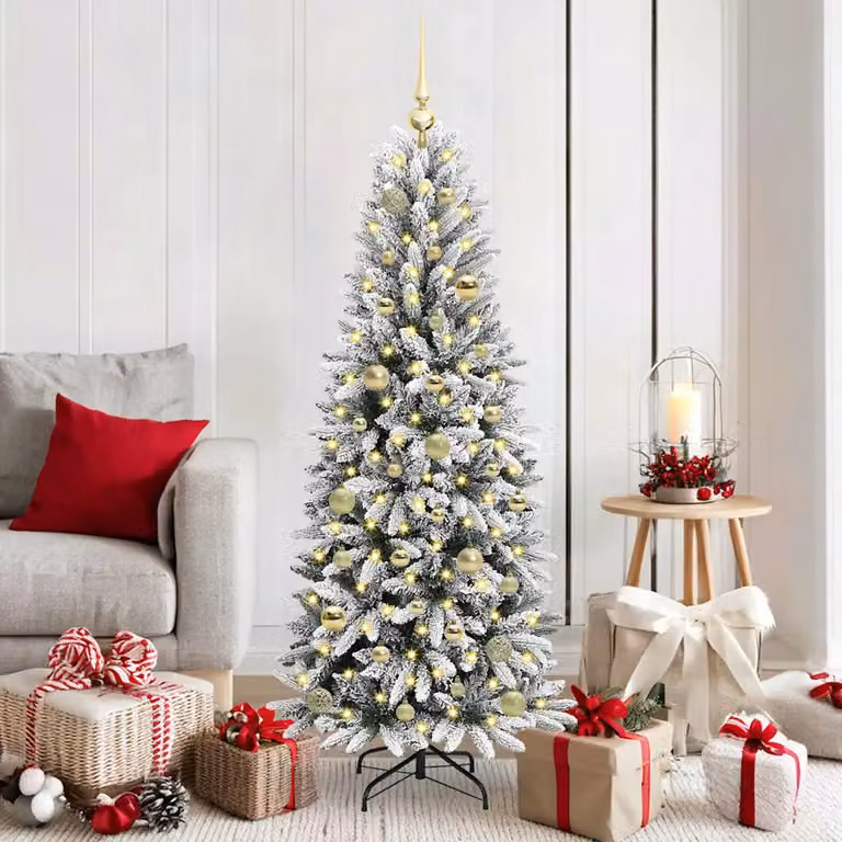 Albero di Natale artificiale vidaXL con luci LED bianco e verde, Altezza: 150 cm
