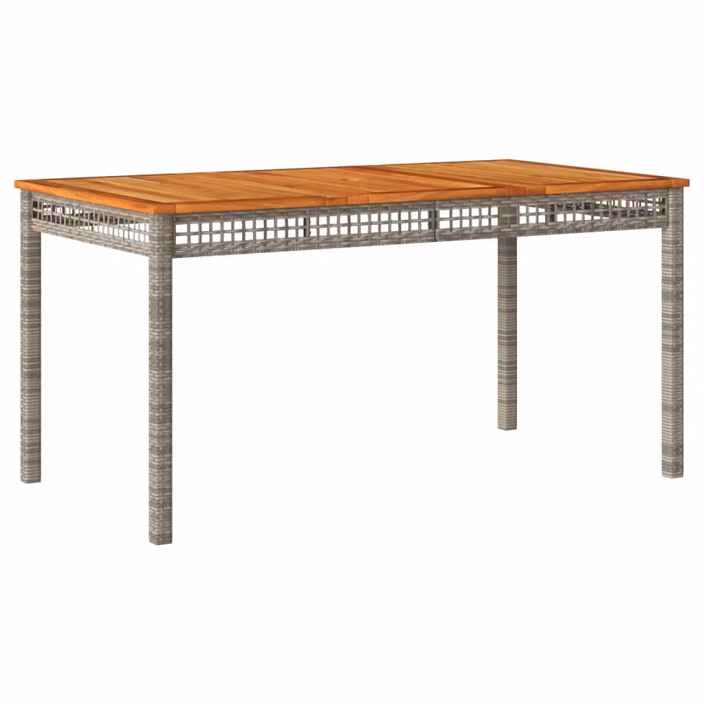 Tavolo da Giardino Grigio 140x80x75cm Polyrattan e Legno Acacia