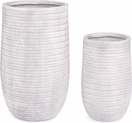 Set 2 Vasi Tressage Alto Bianco