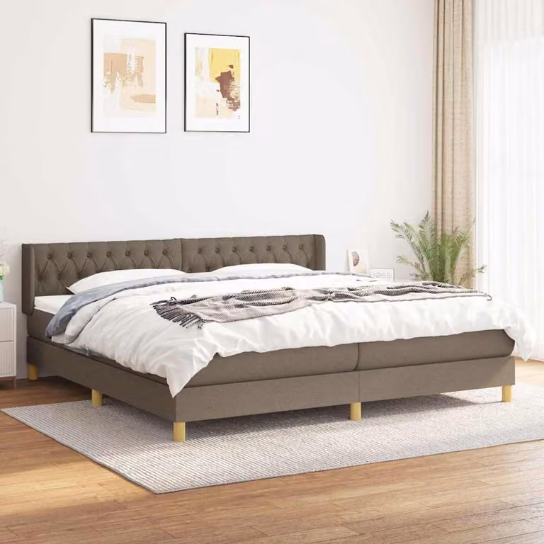 vidaXL Giroletto a Molle Ibrido con Materasso in Tessuto, Colore Tortora, L/P: 200 x 200 cm