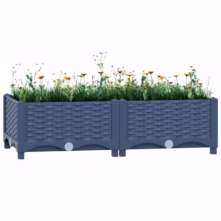 Fioriera Rialzata vidaXL in Plastica per Orto e Giardino, L 80 cm x P 40 cm x H 23 cm