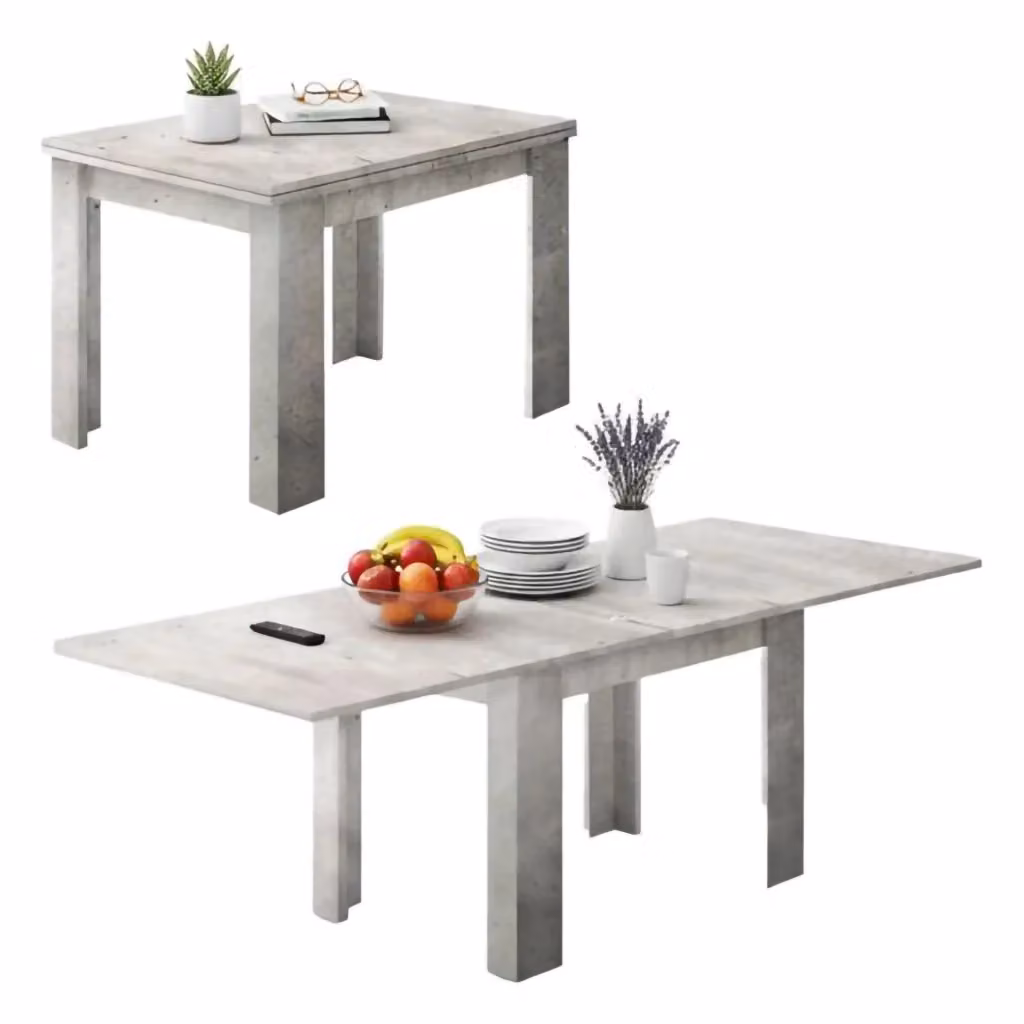 Tavolo da pranzo allungabile Airin DMORA colore grigio cemento L/P/H: 90 x 90 x 75 cm – 2