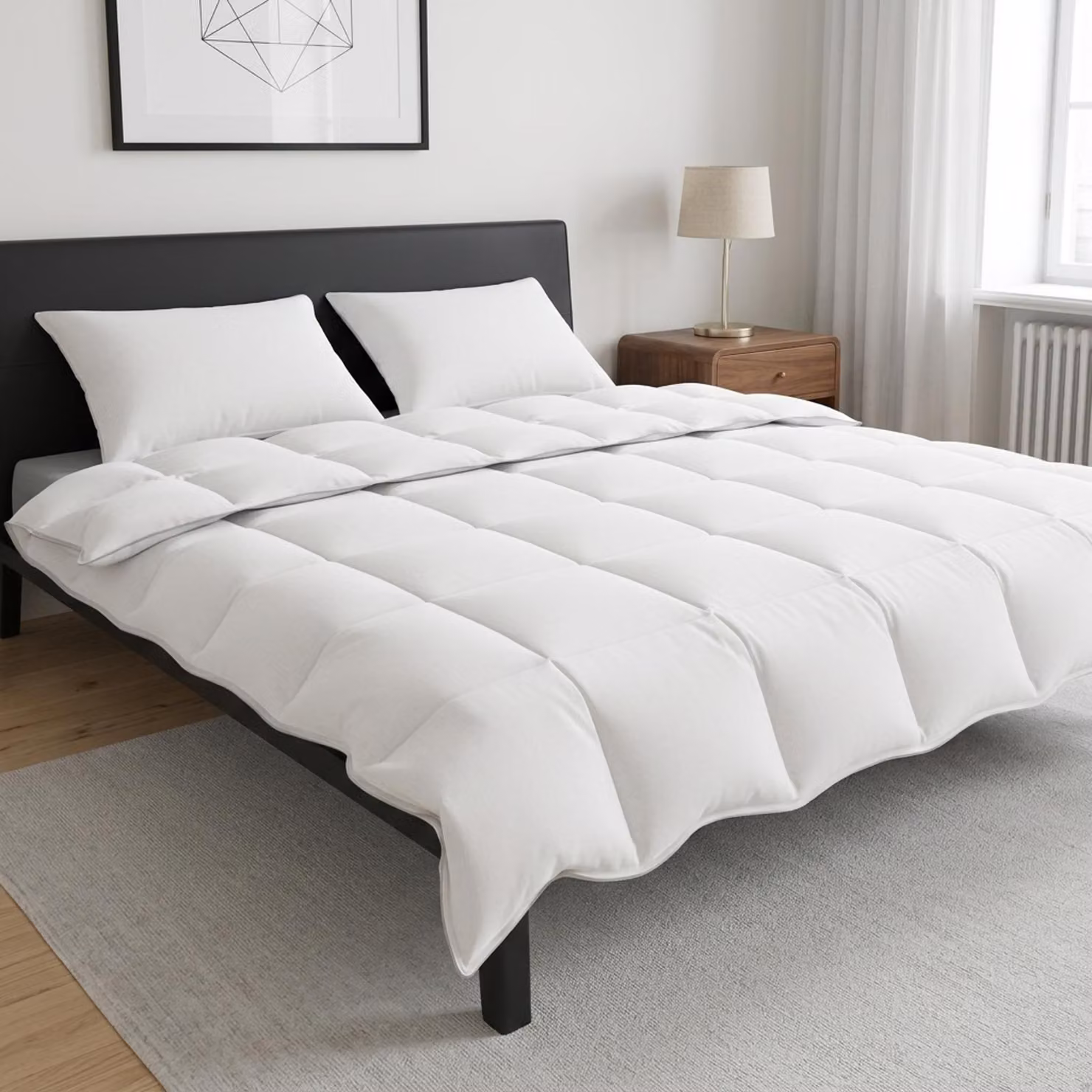 Set di 3 piumoni e cuscini vidaXL in fibra di bambù bianchi per estate, L 200 x P 220 cm