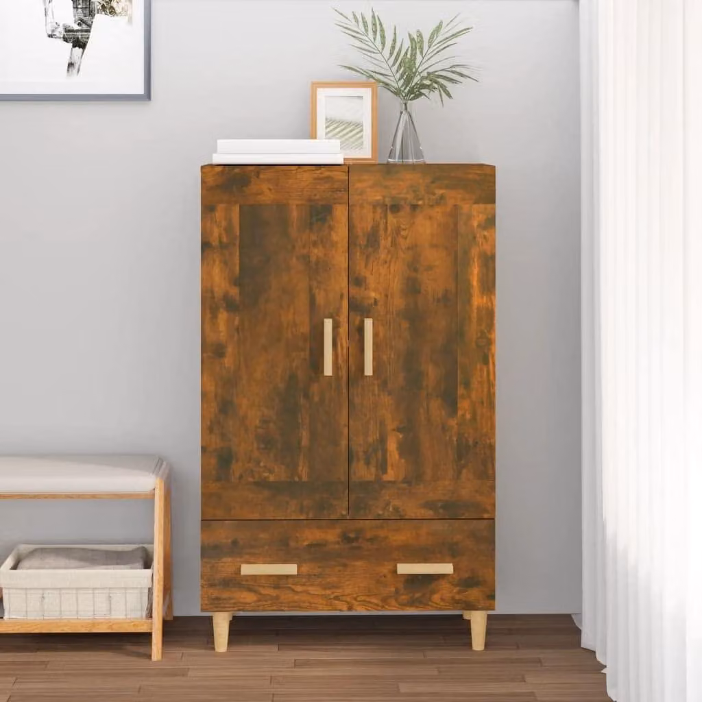 Mobile contenitore alto in legno di quercia con 2 vani e 1 cassetto