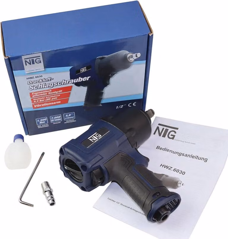 Avvitatore pneumatico a impulsi, 1/2", 1200 Nm, con doppio martello pneumatico