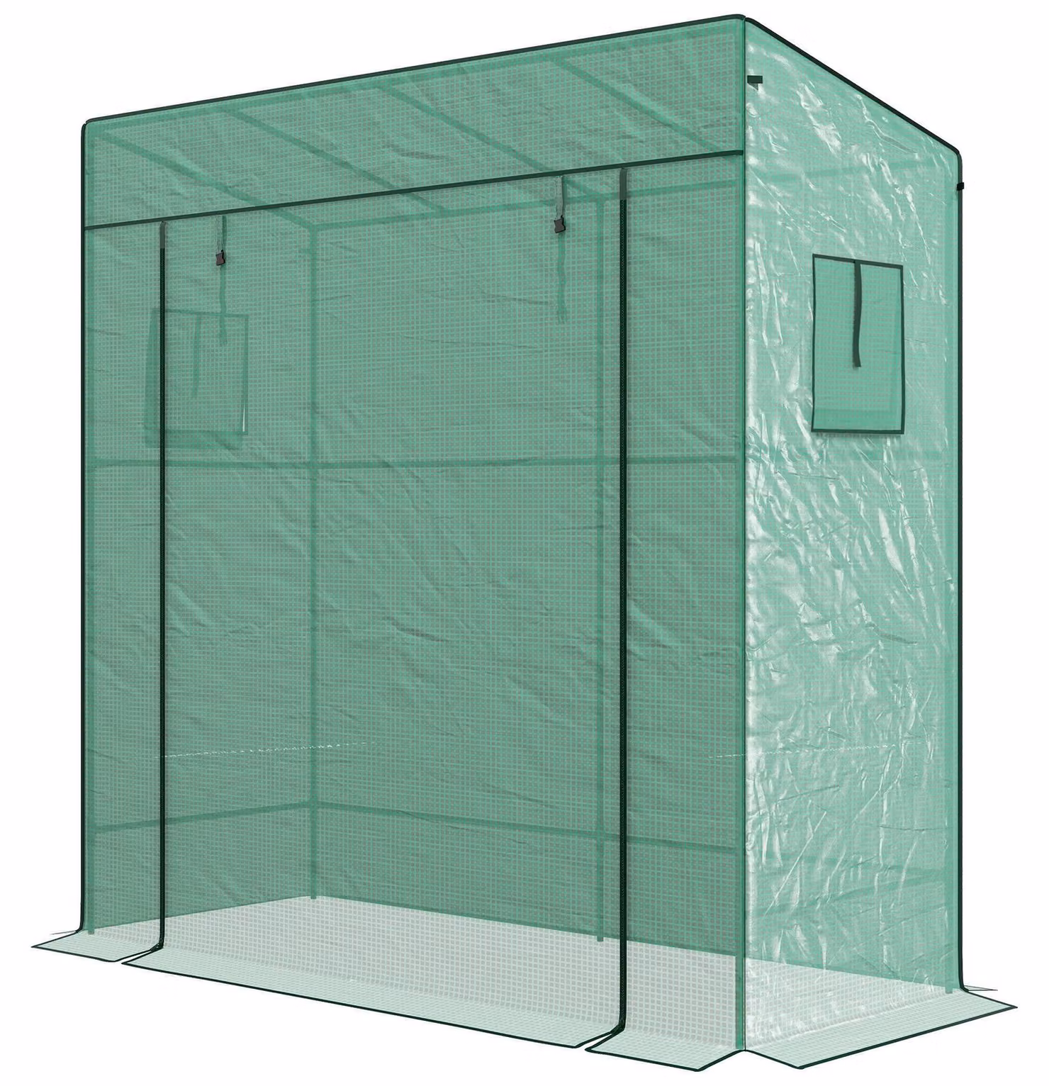 Serra da parete con porta a rullo e 2 finestre | Colore: Verde | Dimensioni: 77x196x197/178 cm