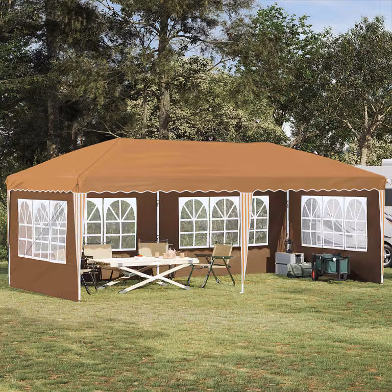 vidaXL Tenda per feste a pop-up Beige L: 575 cm, P: 289 cm, H: 245 cm
