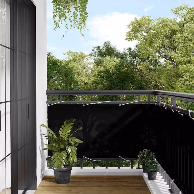 vidaXL Paravento da Balcone Nero in Poliestere Oxford L: 700 cm, H: 75 cm