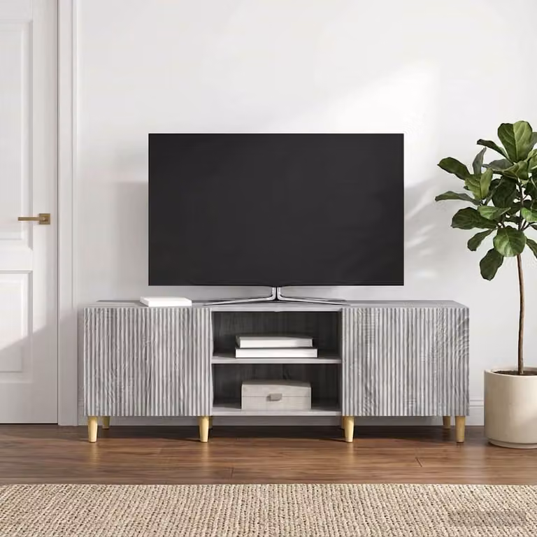 Mobile TV moderno vidaXL in legno ingegnerizzato grigio, L 150 x P 31 x H 50 cm