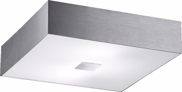 Plafoniera PANDORA, 4 attacchi E27/40W, alluminio spazzolato/bianco opaco, L:35cm, P:7,5cm, H:35cm, dimmerabile