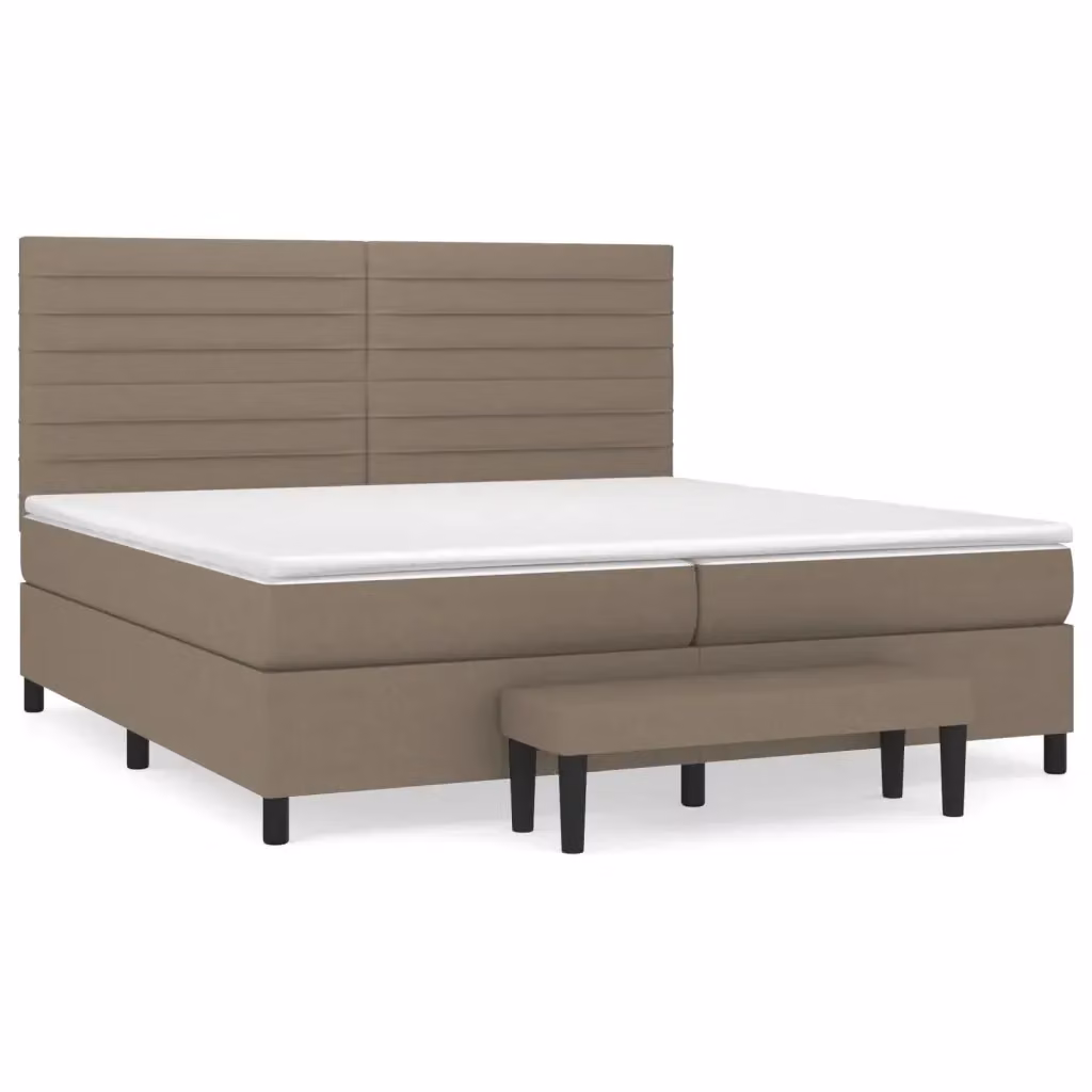 Letto Ibrido vidaXL con Giroletto a Molle e Materasso in Tessuto Beige e Bianco L/P/H: 200 x 200 x 203 cm – 2