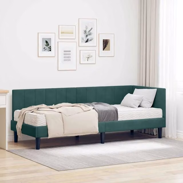 Struttura Letto Angolare con Materasso 2 pz-Giroletto con materasso Verde Velluto 833013