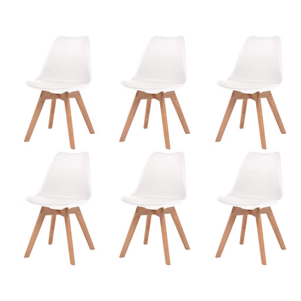 The Living Store Sedie da pranzo 6 pz. Plastica bianca