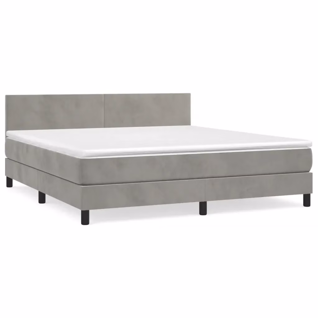 Letto Ibrido con Giroletto a Molle e Materasso vidaXL in Velluto Grigio e Bianco L/P/H: 160 x 200 x 78 cm – 2