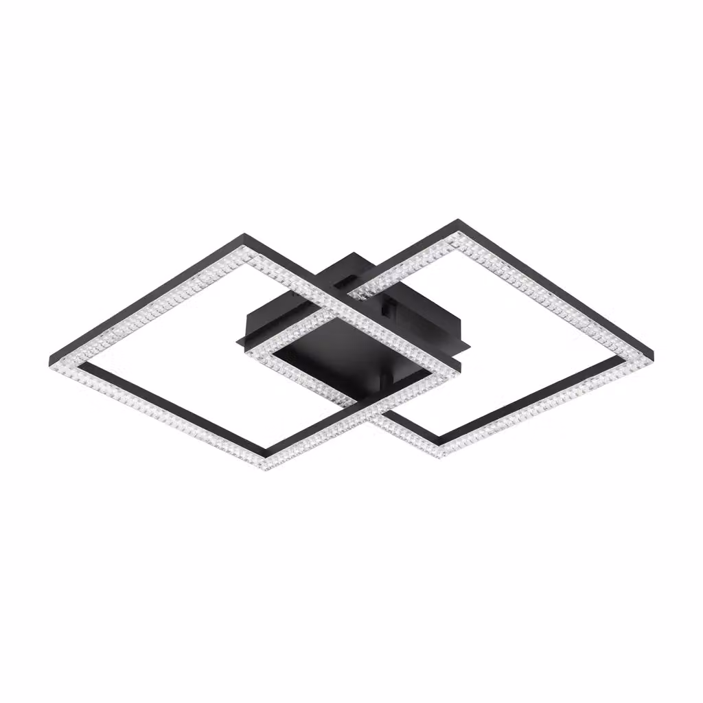Plafoniera Moderna Eglo Lejias in Metallo e Cristallo Nero con Luce Led Integrata da 21W – 2