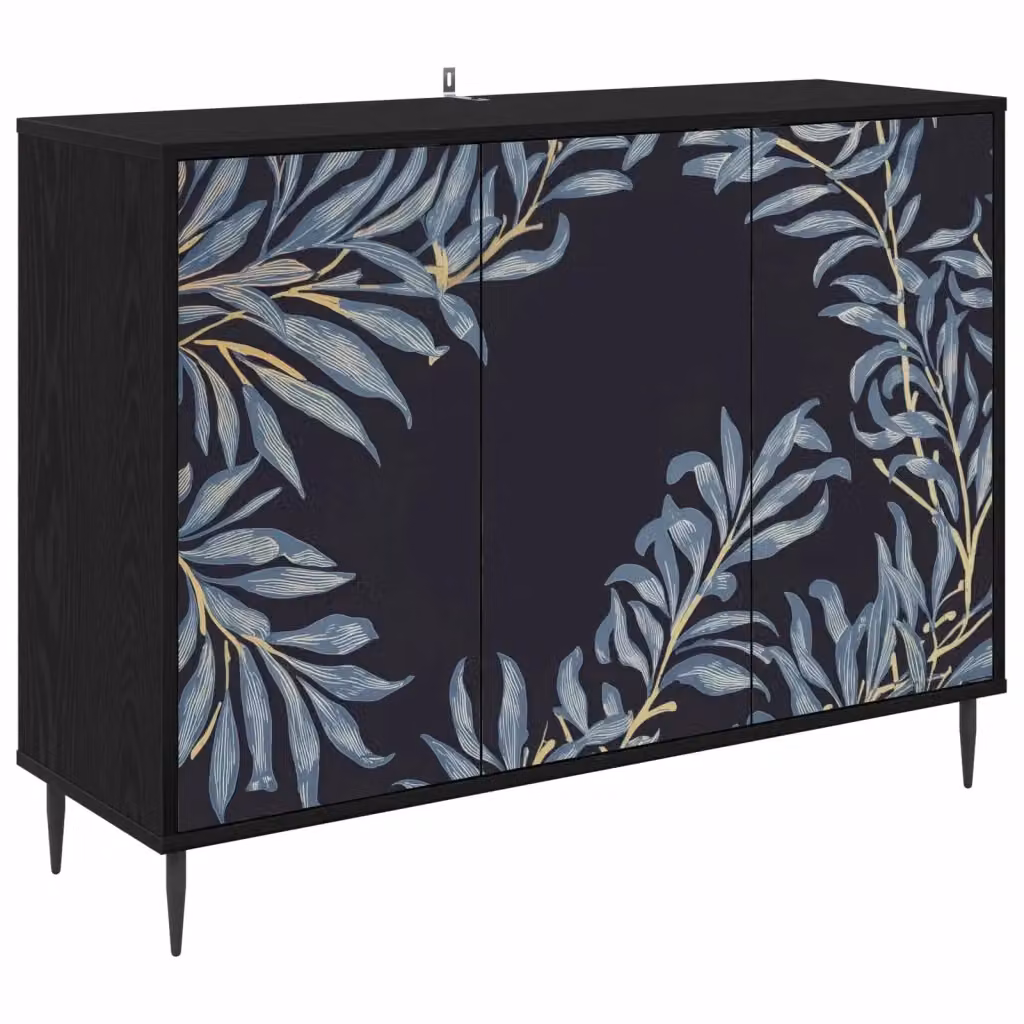 Credenza DOKKUM vidaXL Rovere Nero L: 102 cm, P: 33 cm, H: 76 cm – 2