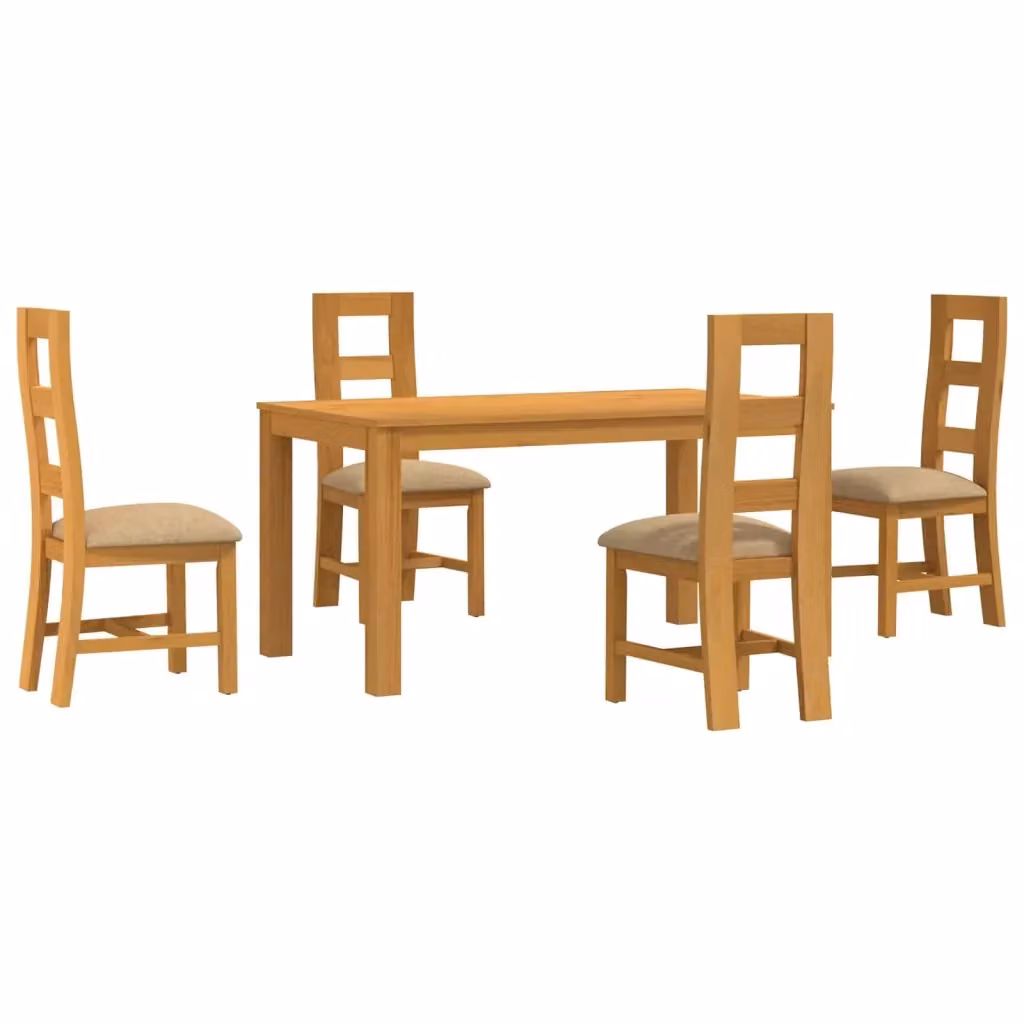 Set da pranzo moderno vidaXL in legno di quercia beige composto da tavolo rettangolare e 4 sedie – 2