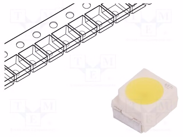 2 LED, temperatura di colore 5600K, lunghezza d'onda 152-606 nm, tecnologia 3528, PLCC2 SMD, intensità luminosa 45-224 mcd, luce bianca fredda, angolo di emissione 120°, tipo LW, codice prodotto T673-P1S1-FKPL