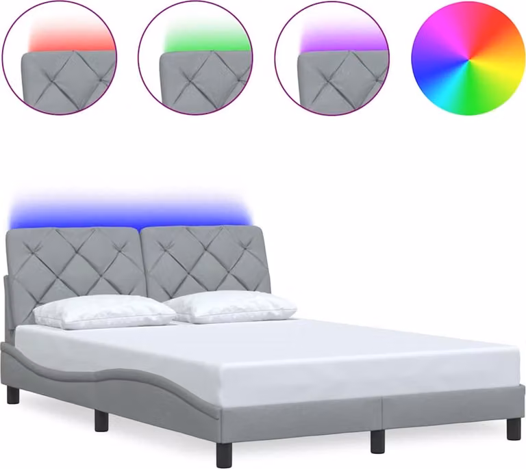 Giroletto con LED senza Materasso Grigio Chiaro 120x200 cm