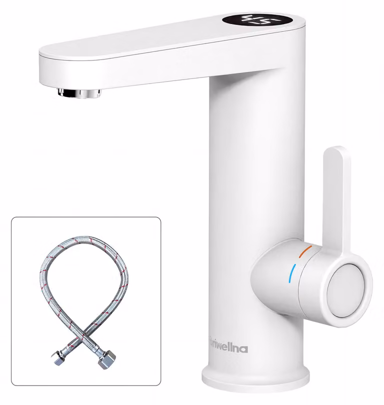 Rubinetto elettrico per acqua calda, 220V, digitale, bianco, 3,2 kW