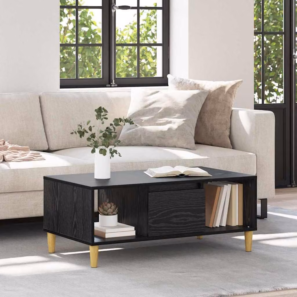 Maison Exclusive - Tavolino da salotto effetto rovere nero 90 x 50 x 26,5 cm Materiale ligneo
