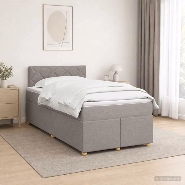Letto box spring con materasso ibrido vidaXL color tortora L/P: 120 x 200 cm – 1