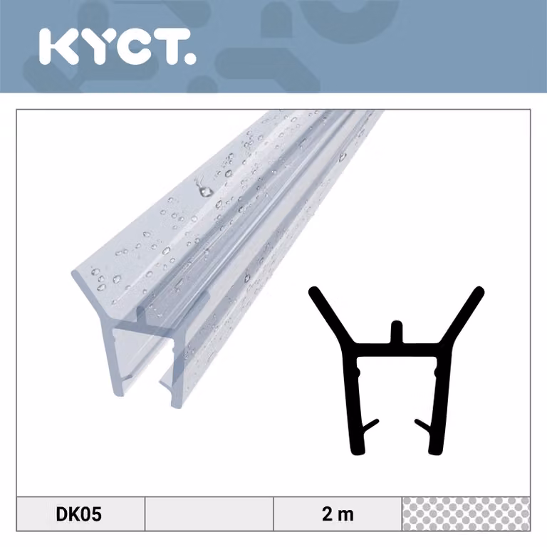 Guarnizione per doccia 6-7 mm, vetro 10 x 2 m – Guarnizione di ricambio in PVC per porta doccia, guarnizione per cabina doccia DK05