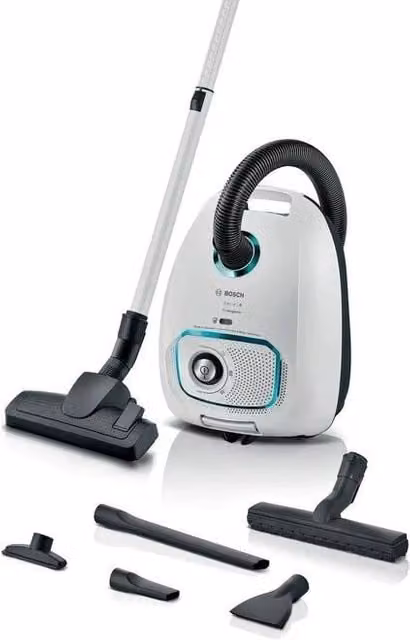 Aspirapolvere con sacco Bosch Serie 4 ProHygienic Bianco e Nero, 600 W, Capacità 4 Lt, con Filtro HEPA e Carboni Attivi