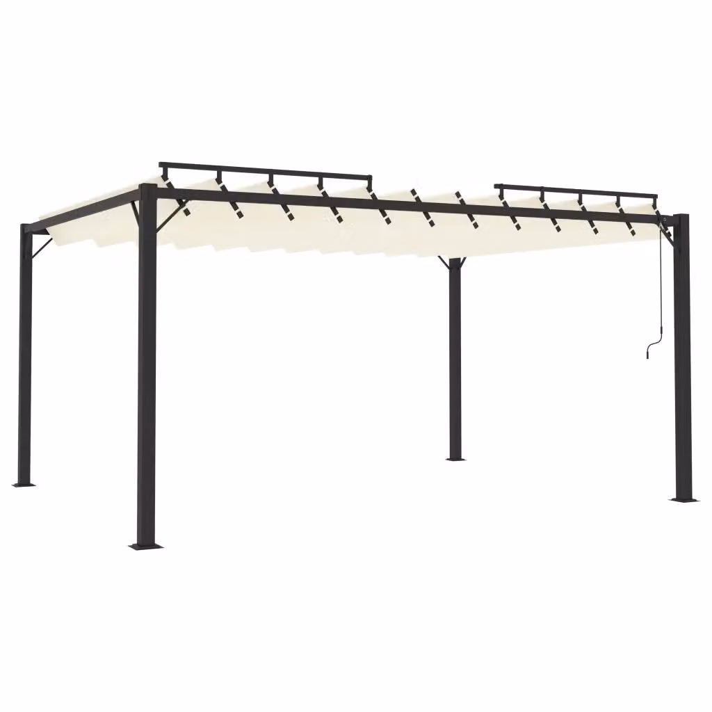 vidaXL Gazebo moderno con tetto a lamelle in alluminio e poliestere beige L: 400 cm, P: 300 cm, H: 225 cm – 2