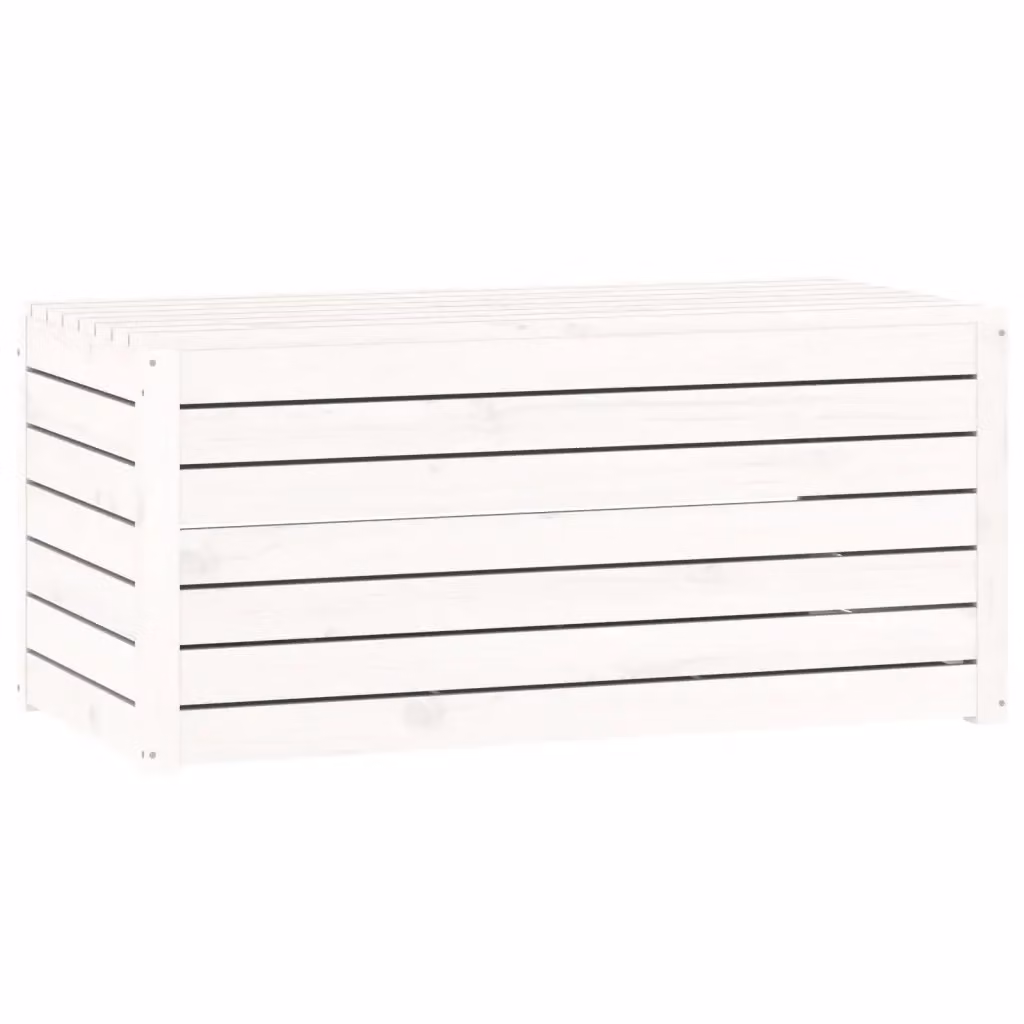 vidaXL Contenitore da Giardino in Legno di Pino Massello Bianco L/P/H: 101 x 50,5 x 46,5 cm – 2