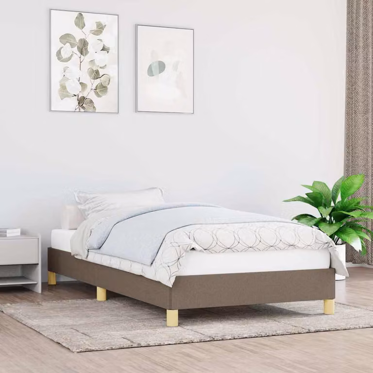 Giroletto vidaXL senza materasso in tessuto tortora con doghe in legno L/P: 100 x 200 cm