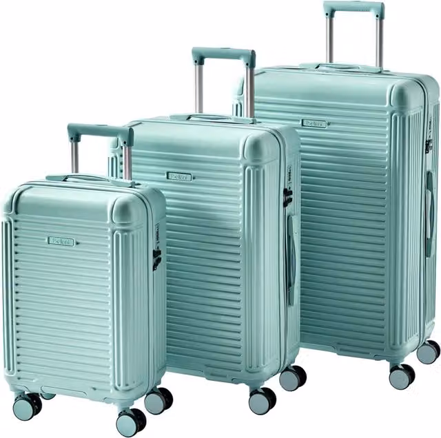 Set di 3 valigie verde in materiale sintetico con ruote silenziose in ferro e cerniera antifurto 3 misure Lucchetto TSA Comodità