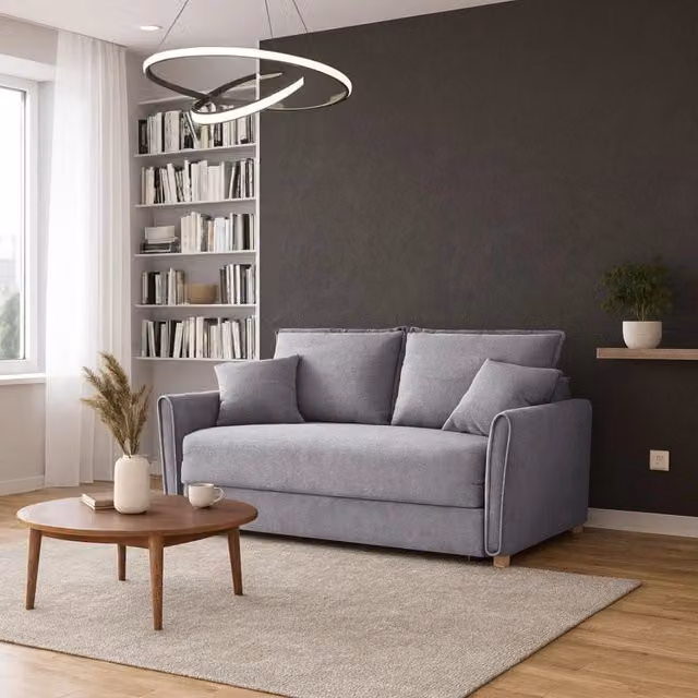 Divano Letto Veriaffari Moderno in Tessuto Grigio con Funzione Letto e Seduta a Sollevamento L/P/H: 176 x 93 x 97 cm – 1