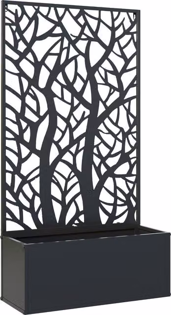 Fioriera Outsunny con Grigliato in Metallo per Piante Rampicanti, Ortaggi e Fiori, Nero, H: 113 cm, L: 61 cm, P: 23 cm