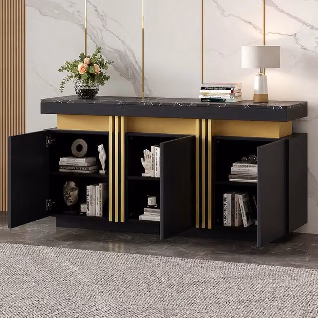 Buffet - Xylo - 3porte nero/oro regolabile 140x38x70cm