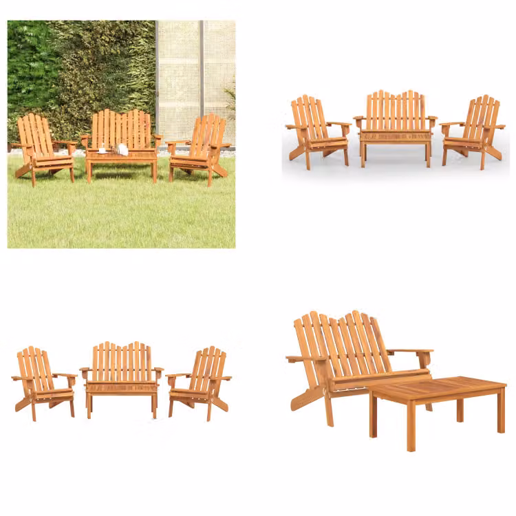 vidaXL Set salotto da giardino 4 pezzi Adirondack in legno massiccio di acacia - Set salotto da giardino - Set salotto da giardino - Set mobili da giardino