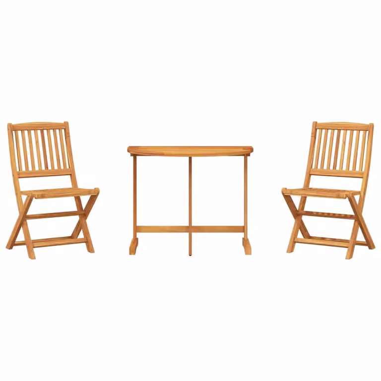 Set da Pranzo da Giardino Pieghevole 3 pz in Massello di Acacia