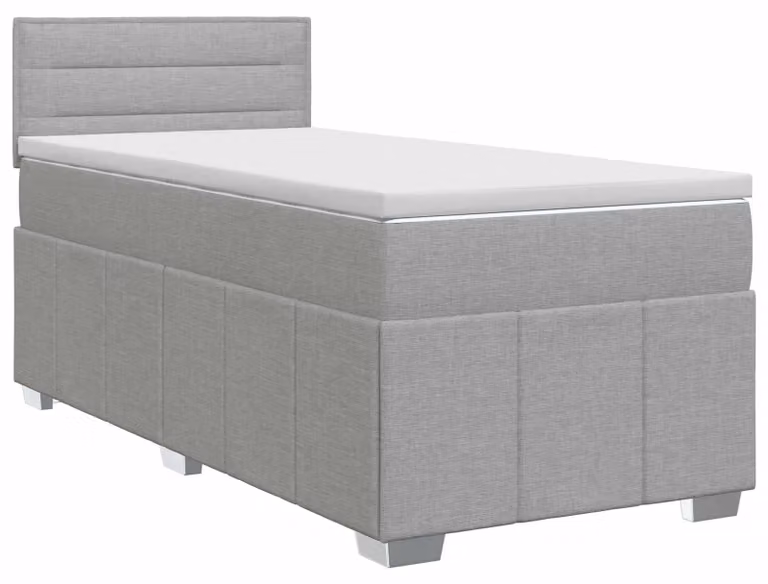 Letto a molle con materasso grigio chiaro 90 x 200 cm in tessuto